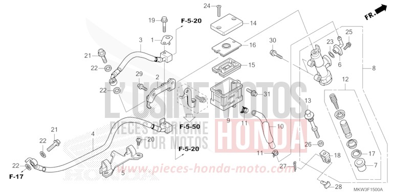 REAR BRAKE MASTER CYLINDER von NC750X DCT CANDY CHROMOSPHERE RED (R381) von 2023
